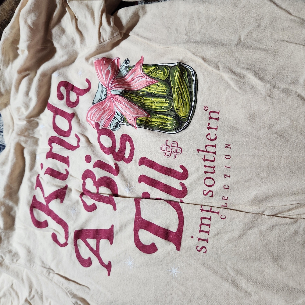 Simply Southern Kids' Cream and Pink Pickle Tee